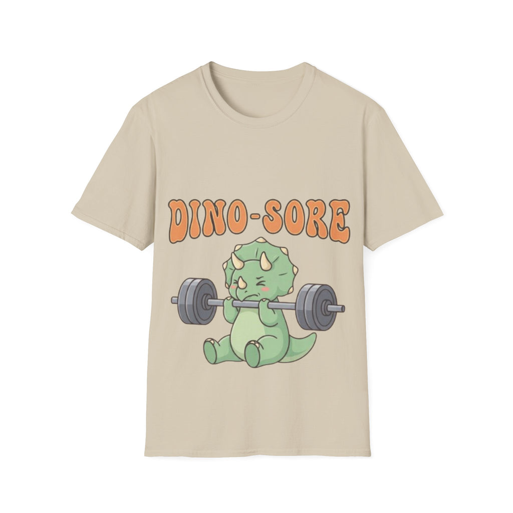Dino-Sore Adult T-Shirt — Cute Workout Dinosaur Fitness Tee
