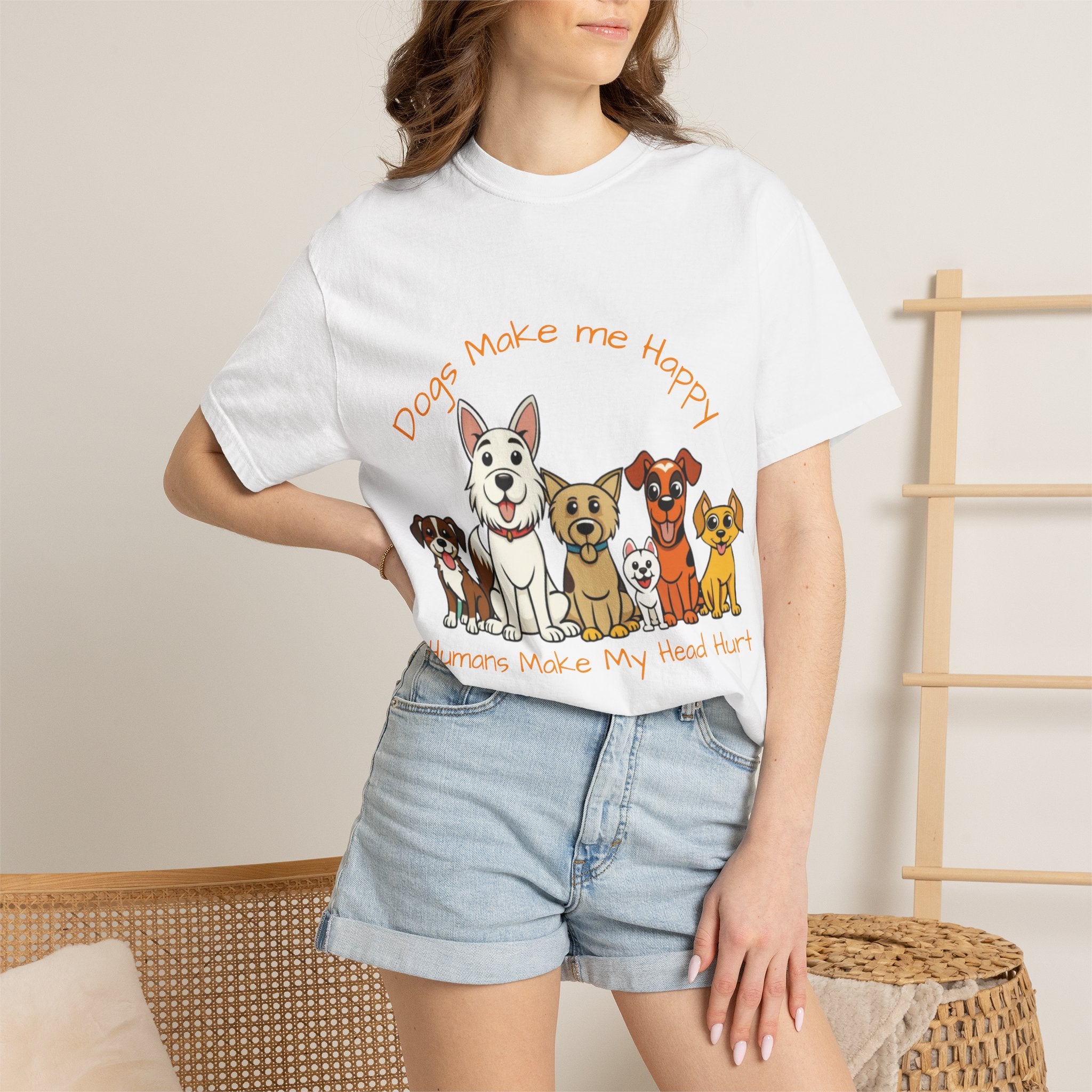Dog Lover Tee — "Dogs Make Me Happy, Humans Make My Head Hurt" Graphic Adult T-Shirt