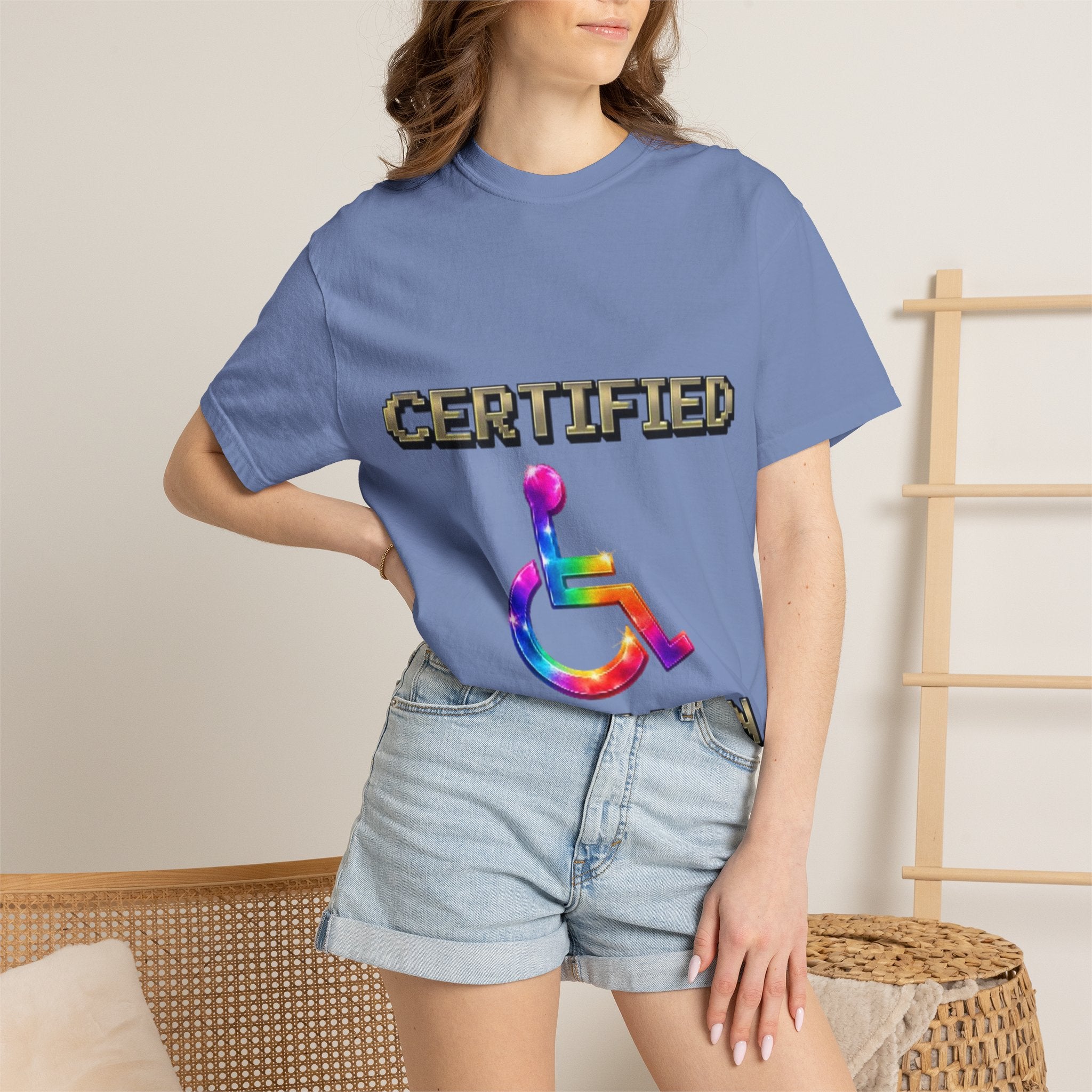 Certified Stunt Man T-Shirt — Rainbow Wheelchair Adult Tee