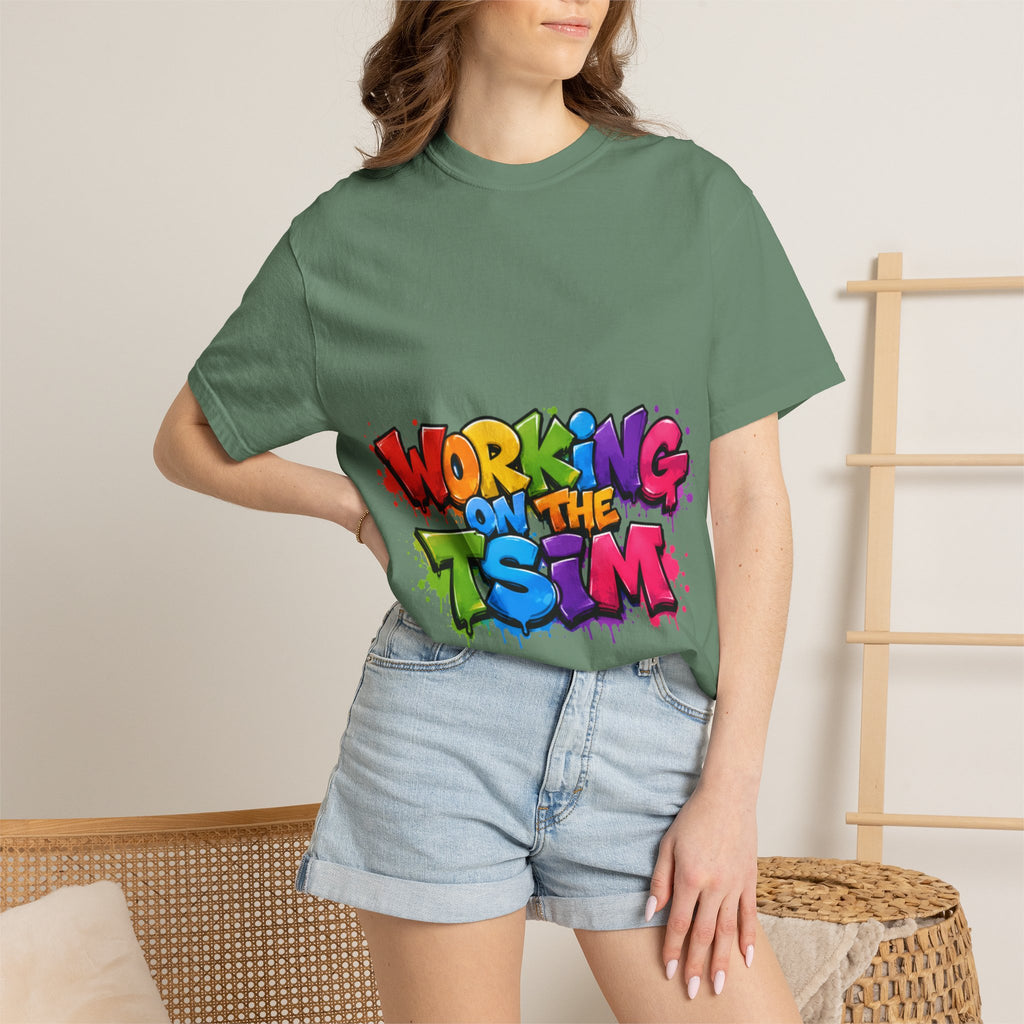 Working on the Tsim graffiti style Adult T-shirt | colorful street art text