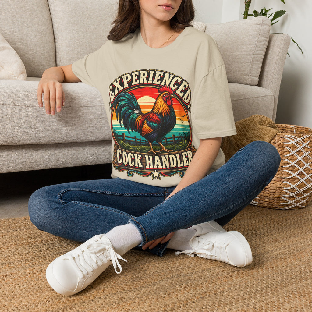 Experienced Cock Handler Adult T-Shirt — Retro Rooster Graphic Tee