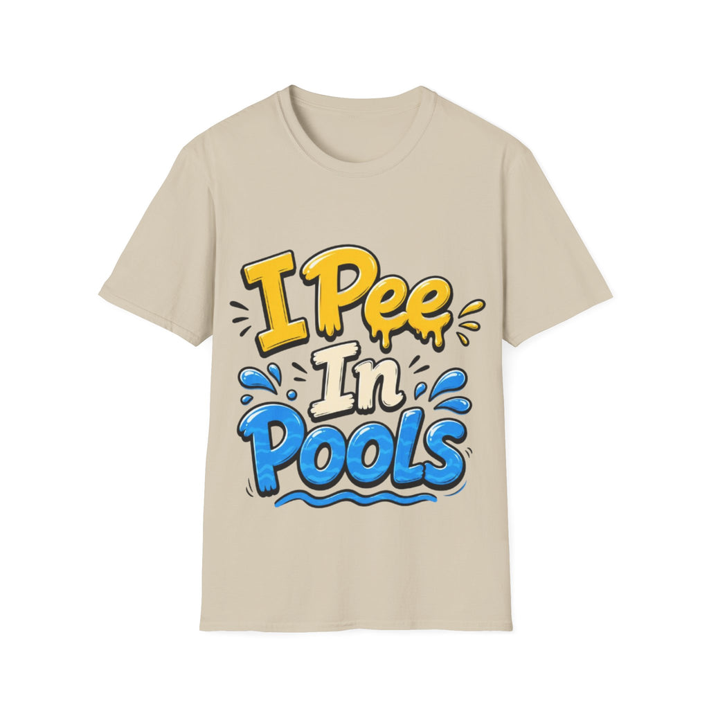 Funny "I Pee in Pools" Adult T-Shirt — Humorous Summer Pool Party Tee