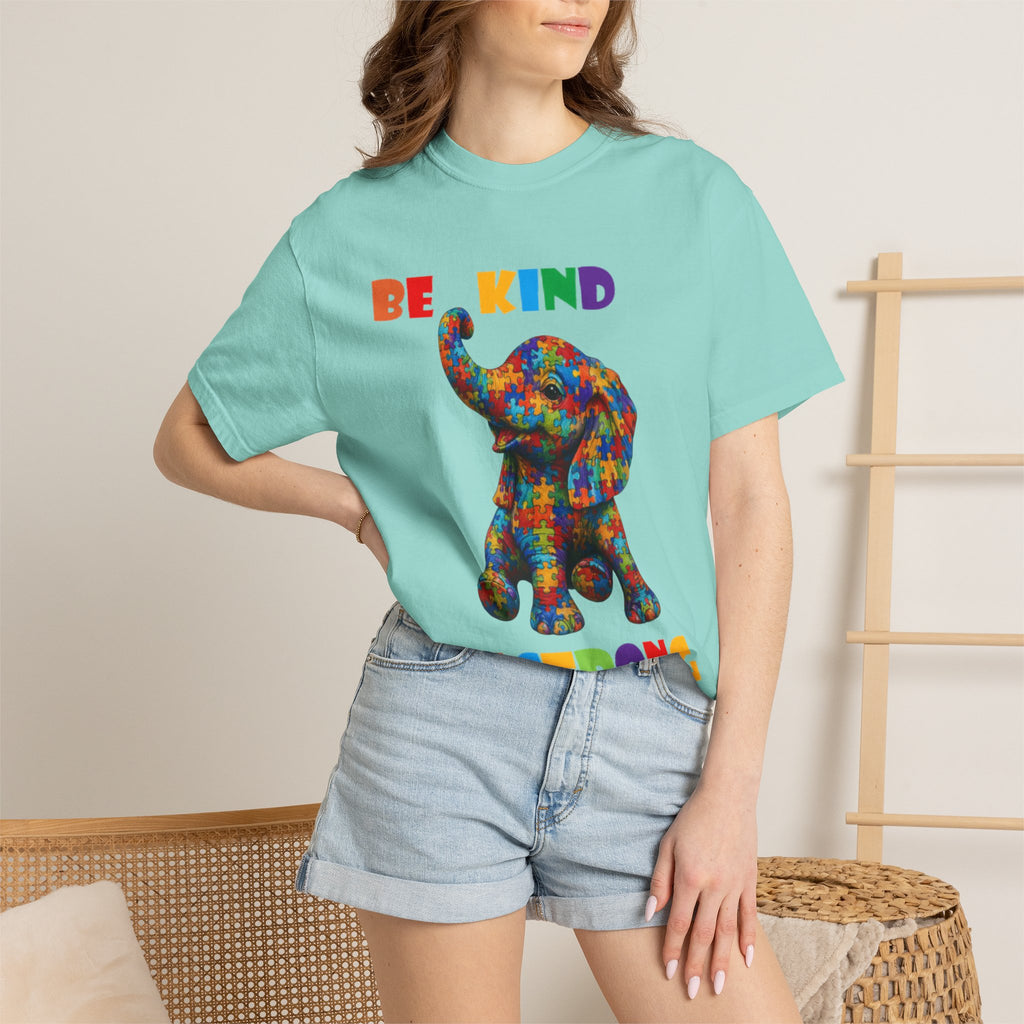 Be Kind Be Strong Elephant T-shirt | Colorful Puzzle Pattern Adult T-Shirt