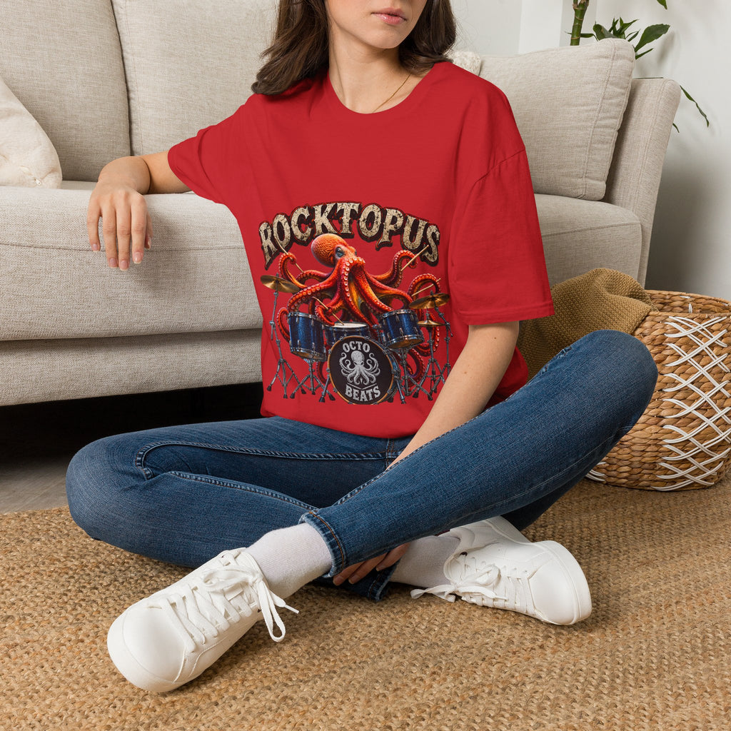 Rocktopus Drummer Adult T-Shirt — Octopus Band Vintage Rock Tee