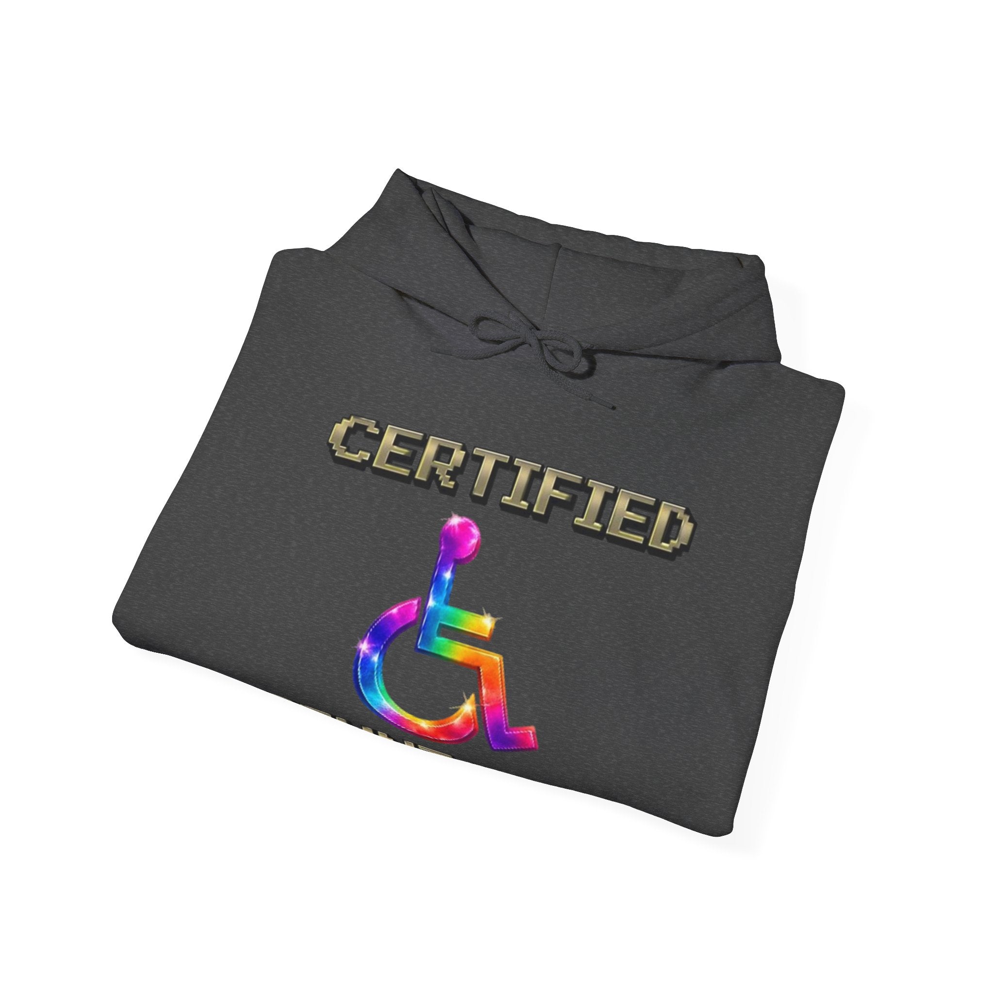 Adult Hoodie - "Certified Stunt Man" Rainbow Wheelchair Hoodie