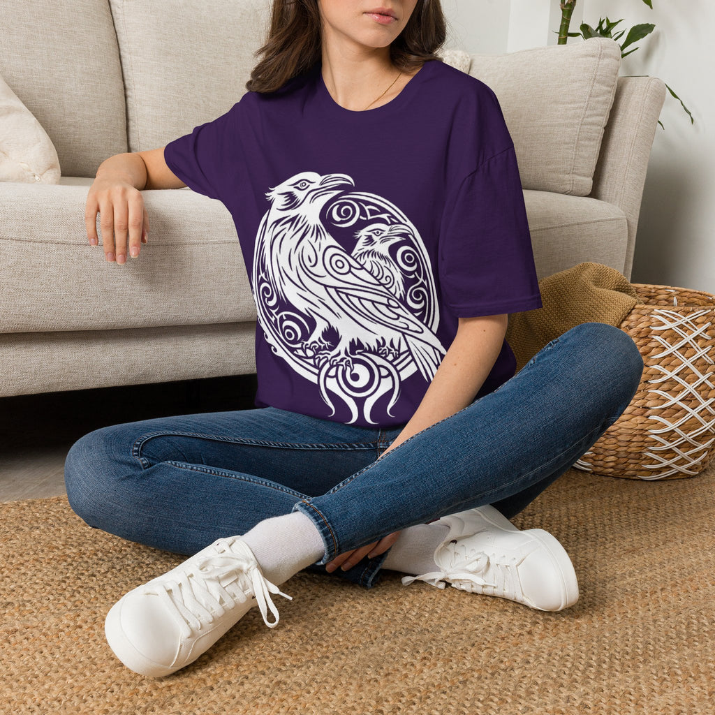 Odens Raven's Tribal Art Adult T-Shirt — Huginn and Muninn