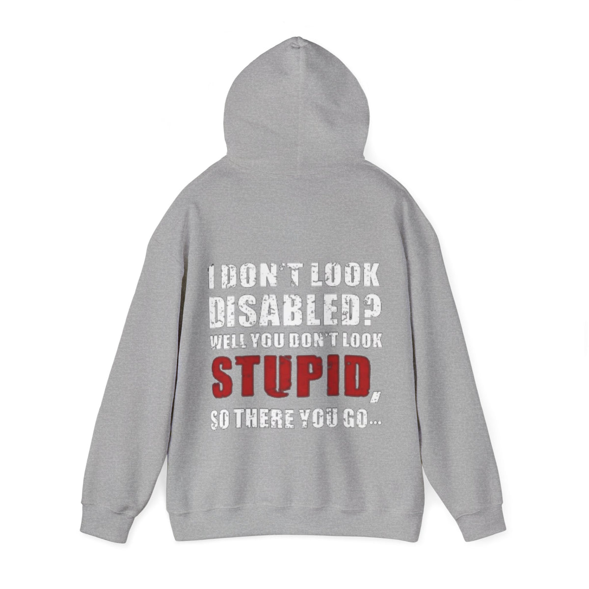 Adult Hoodie — “I Don’t Look Disabled? When You Don’t Look STUPID” Graphic Back Print