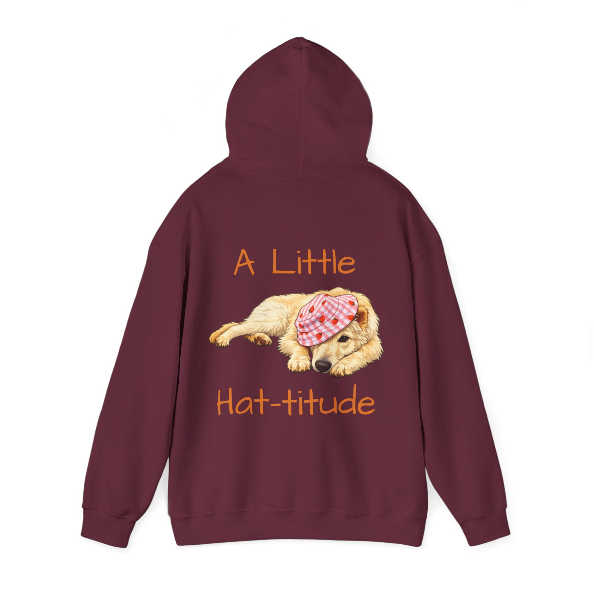 A Little Hat-Titude Puppy Illustration Adult Hoodie | Cute Dog Paw Chest Print