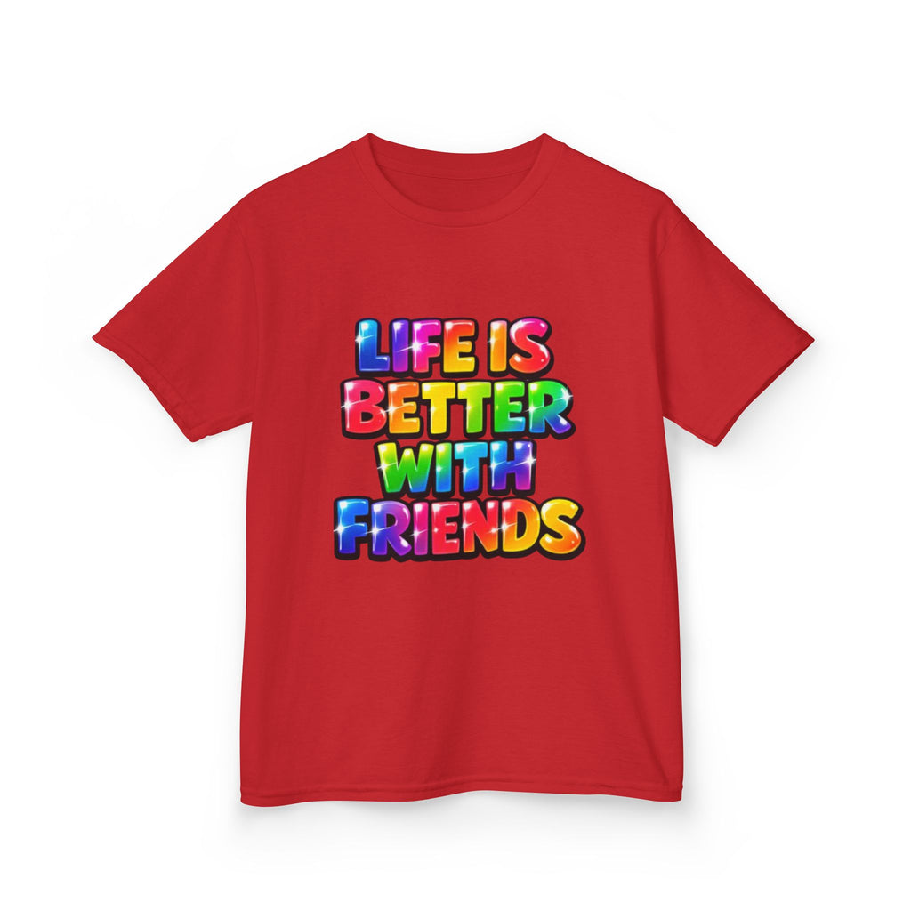 Kids T-Shirt — "Life Is Better With Friends" Rainbow Graphic Tee