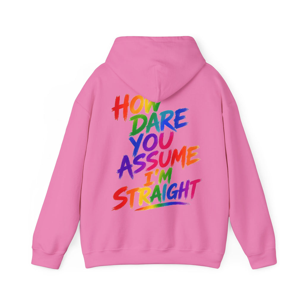How Dare You Assume I'm Straight Adult Hoodie — Rainbow Pride Statement Sweatshirt