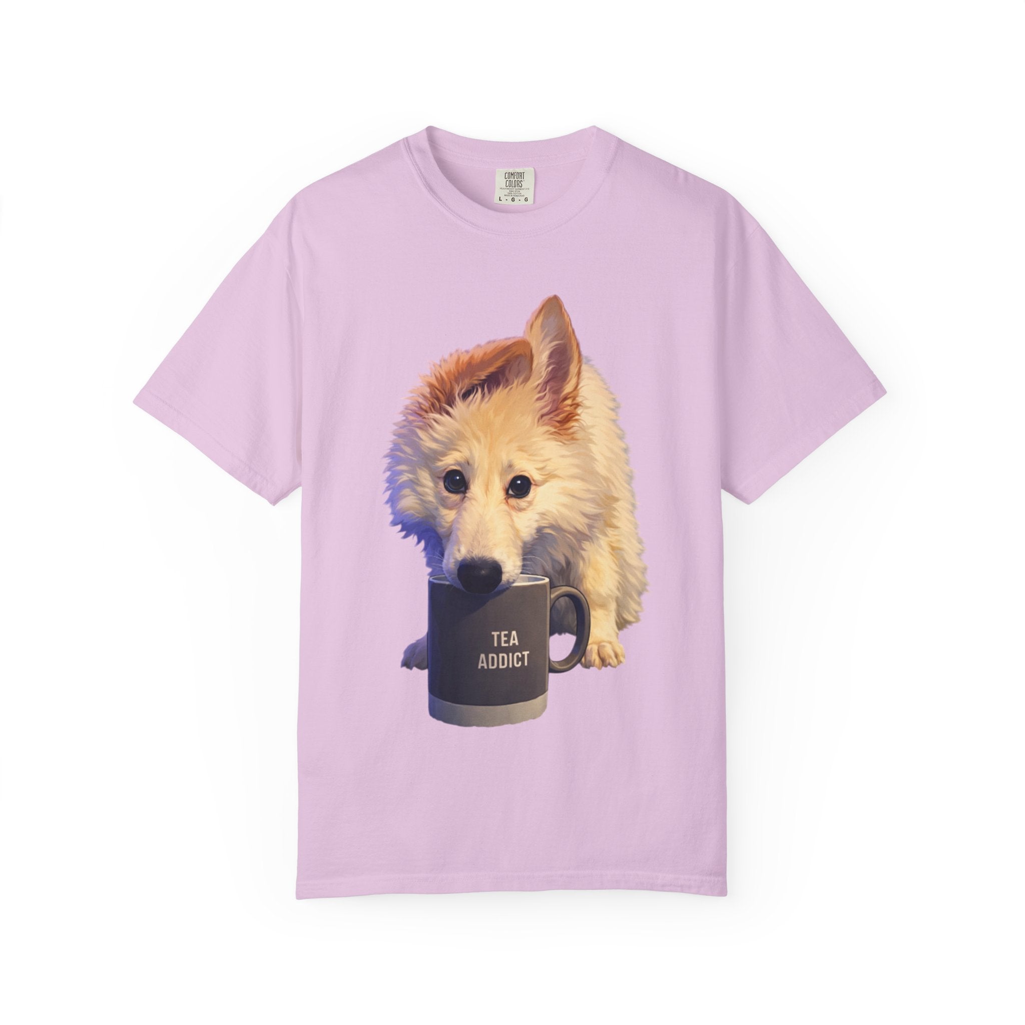 Tea Addict Puppy tee | Tyra Illustration Adult T-Shirt