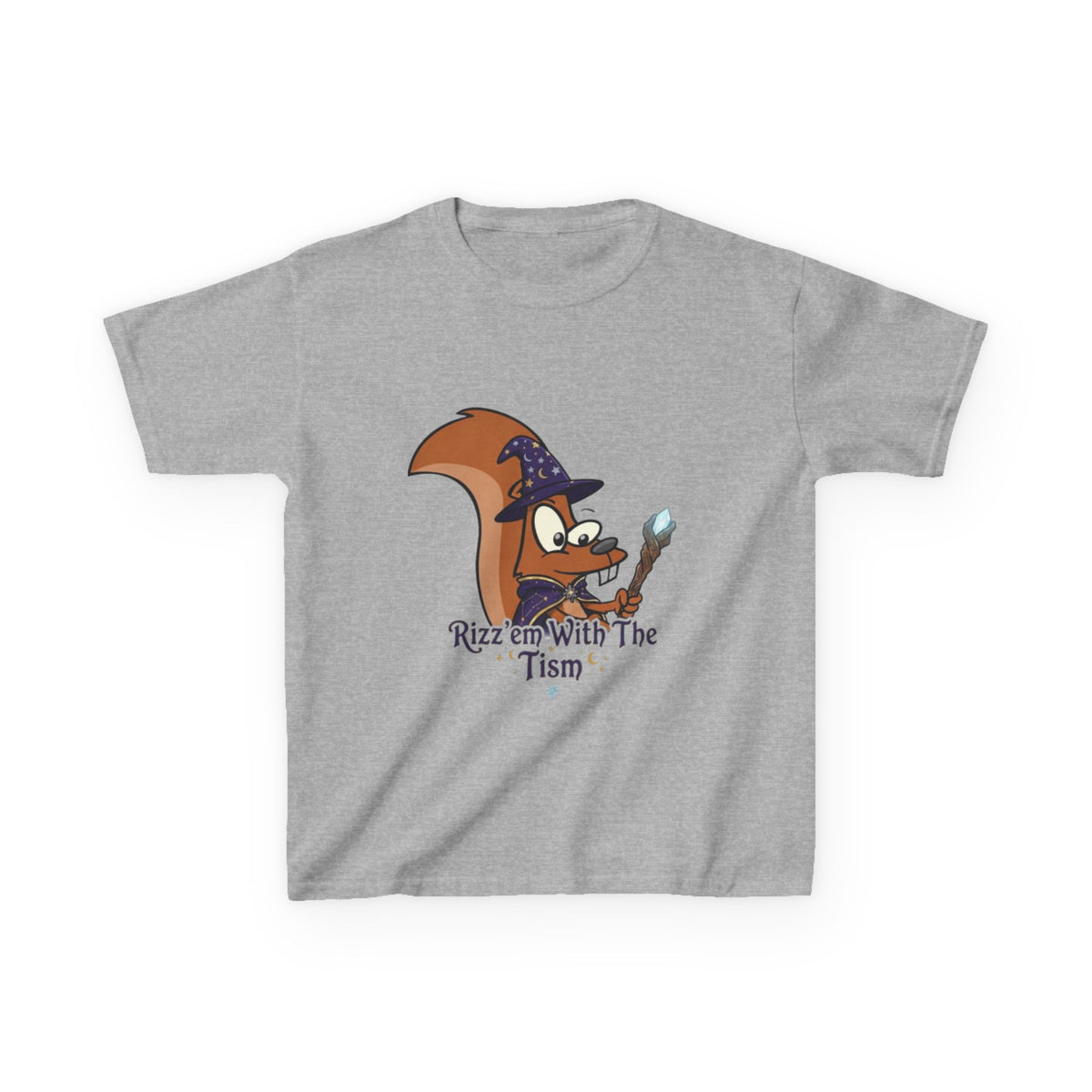 Wizard Fox kids Kids T‑Shirt — "Rizz em With The 'Tism" Cute Magical Tee