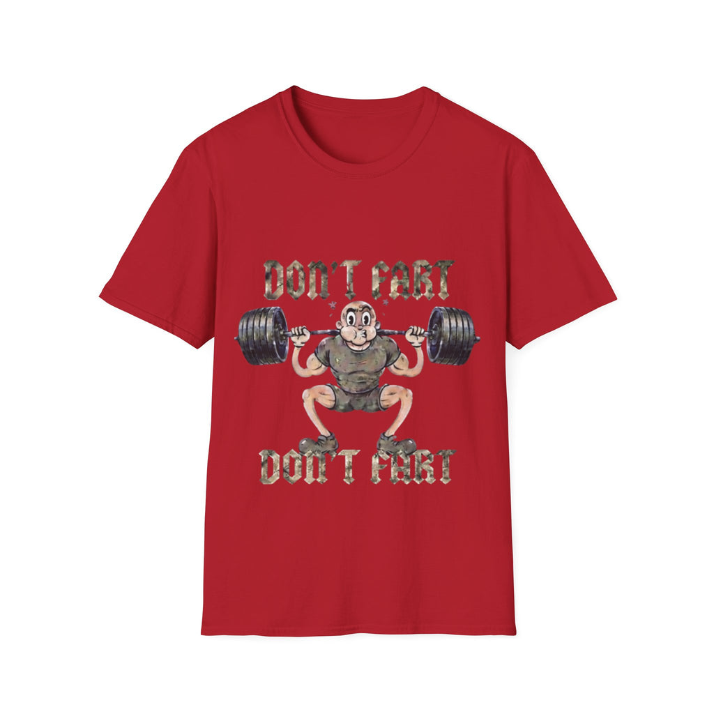 Don't Fart Weightlifting  Adult T‑Shirt — Funny Gym Workout Tee