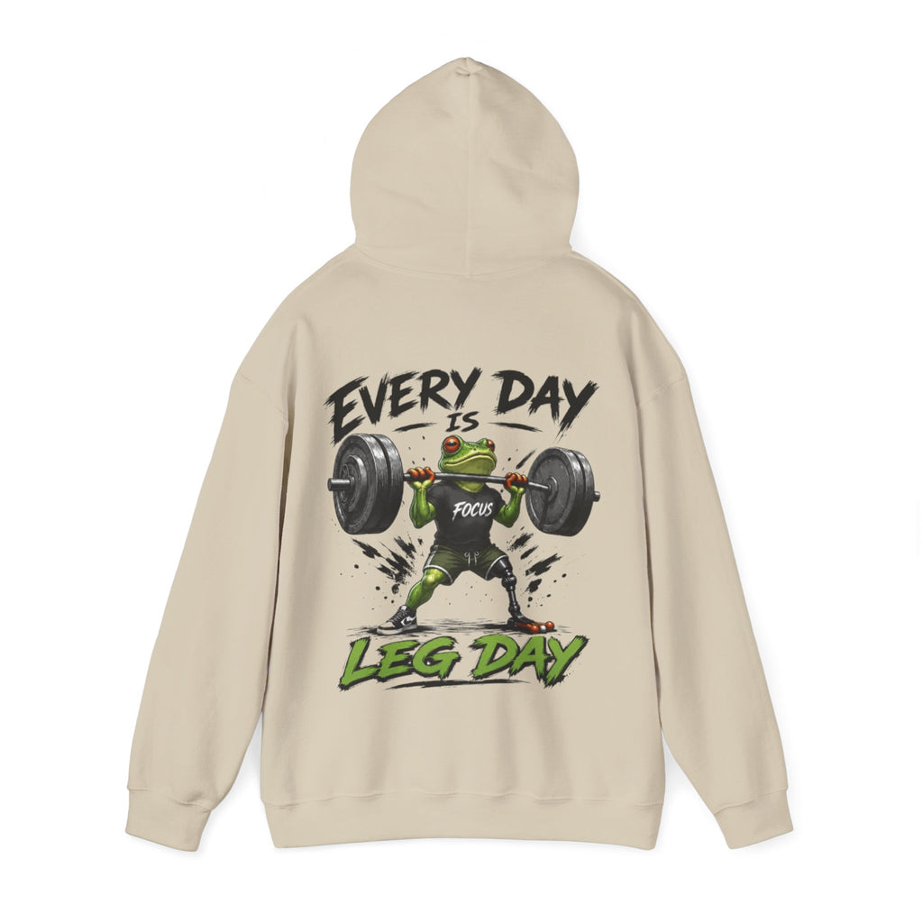Adult Hoodie - "Every Day Is Leg Day" Frog Weightlifting Gym Hoodie