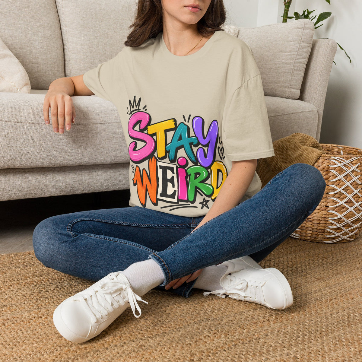 Stay Weird Adult T-Shirt — Colorful Graffiti Graphic Tee