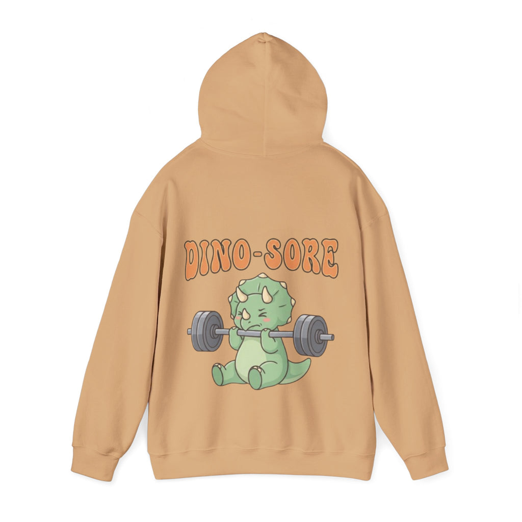 Dino-Sore Adult Hoodie — Cute Triceratops Weightlifting Sweatshirt