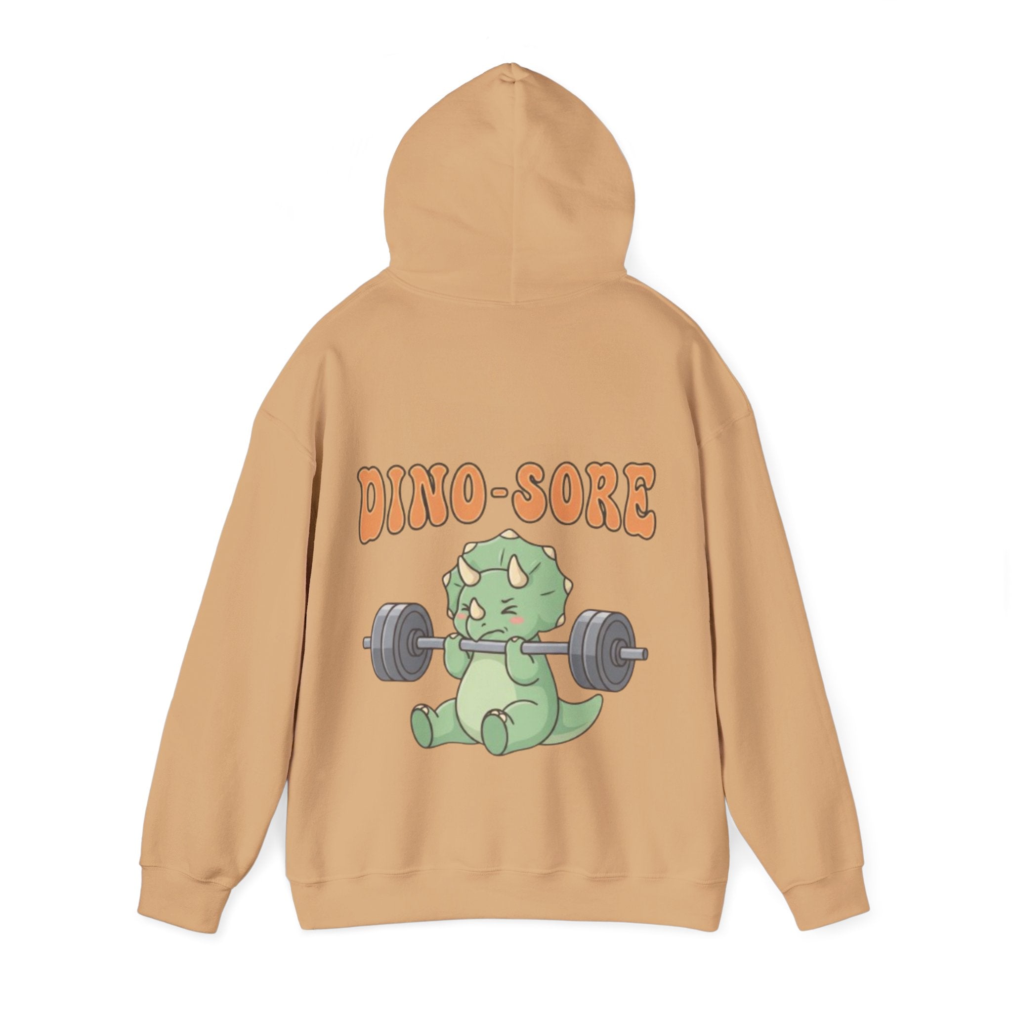 Dino-Sore Adult Hoodie — Cute Triceratops Weightlifting Sweatshirt