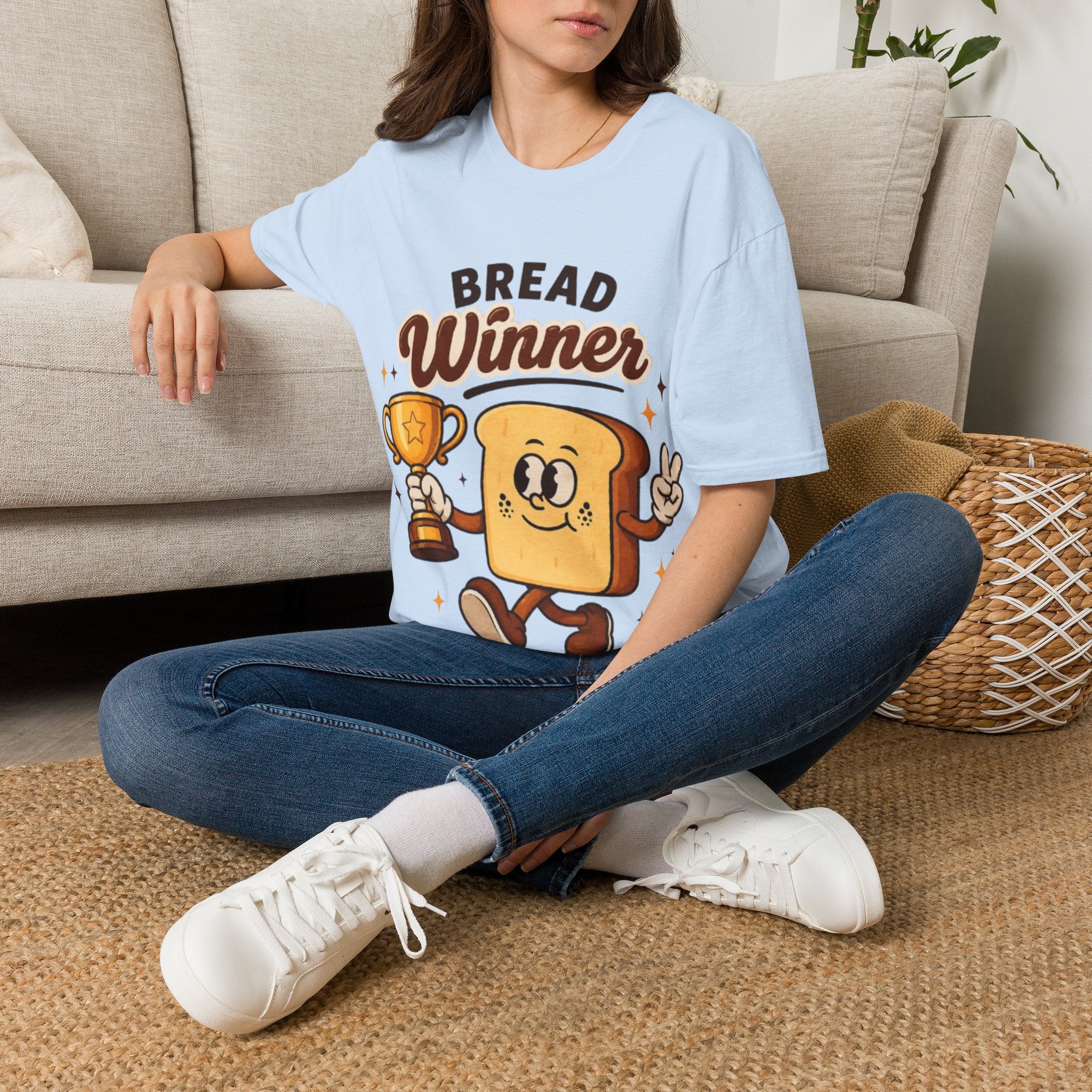 Bread Winner Adult T‑Shirt — Funny Toast Cartoon Tee for Bakers & Breakfast Lovers