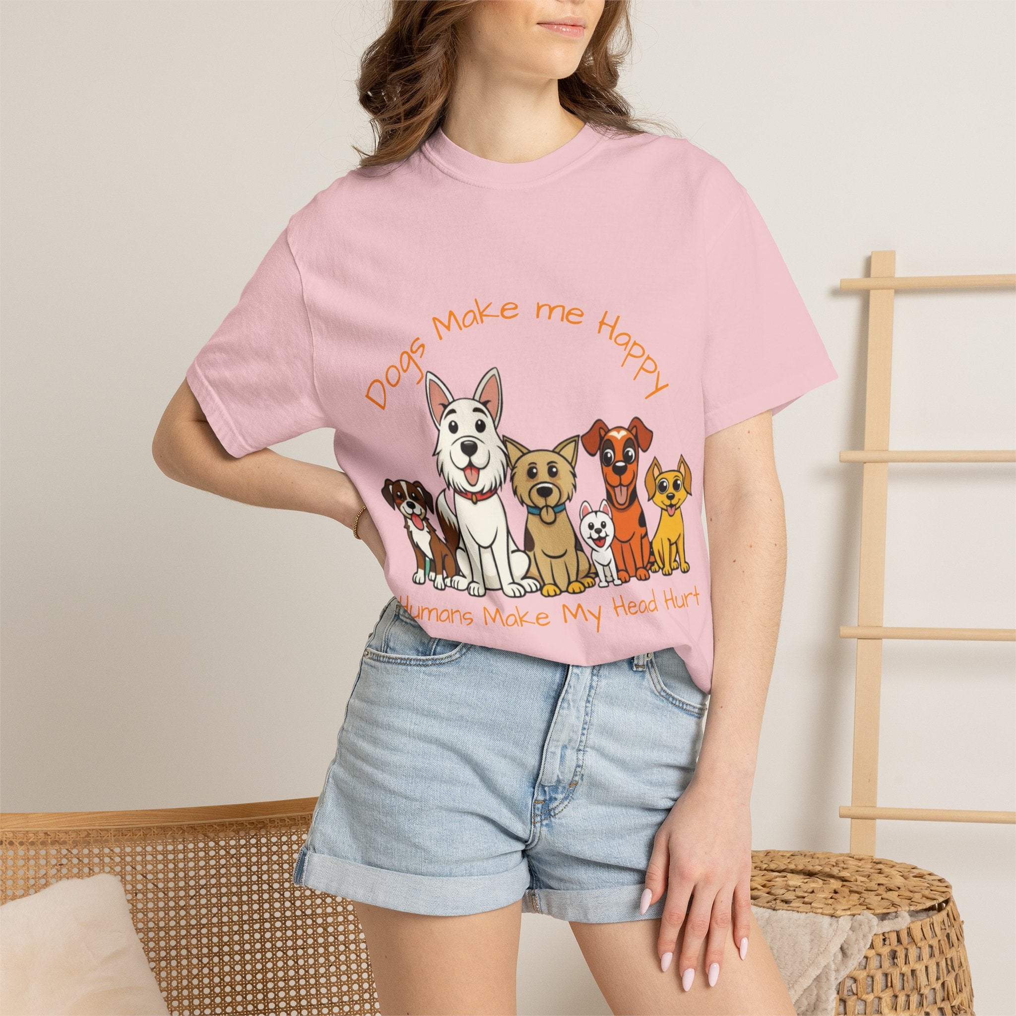Dog Lover Tee — "Dogs Make Me Happy, Humans Make My Head Hurt" Graphic Adult T-Shirt