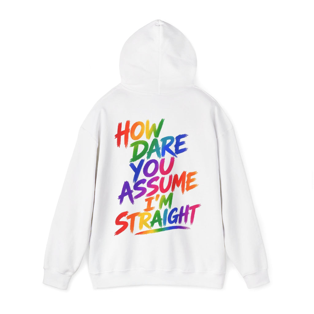 How Dare You Assume I'm Straight Adult Hoodie — Rainbow Pride Statement Sweatshirt
