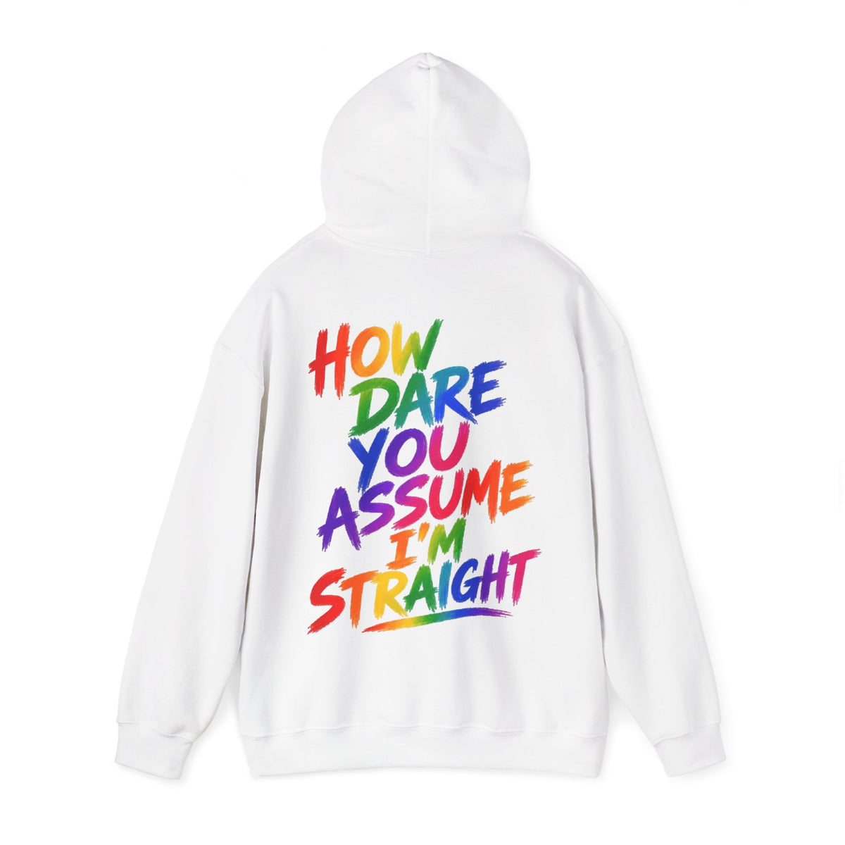 How Dare You Assume I'm Straight Adult Hoodie — Rainbow Pride Statement Sweatshirt