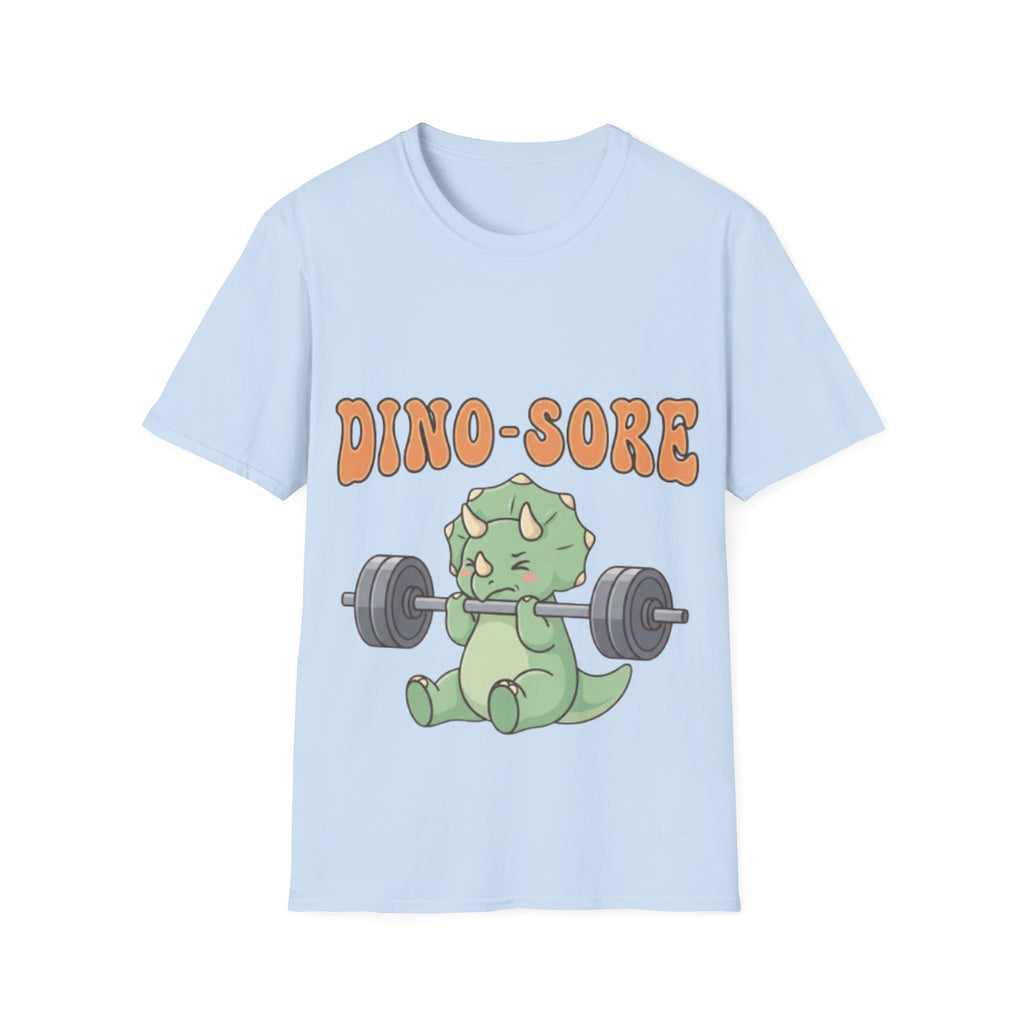 Dino-Sore Adult T-Shirt — Cute Workout Dinosaur Fitness Tee