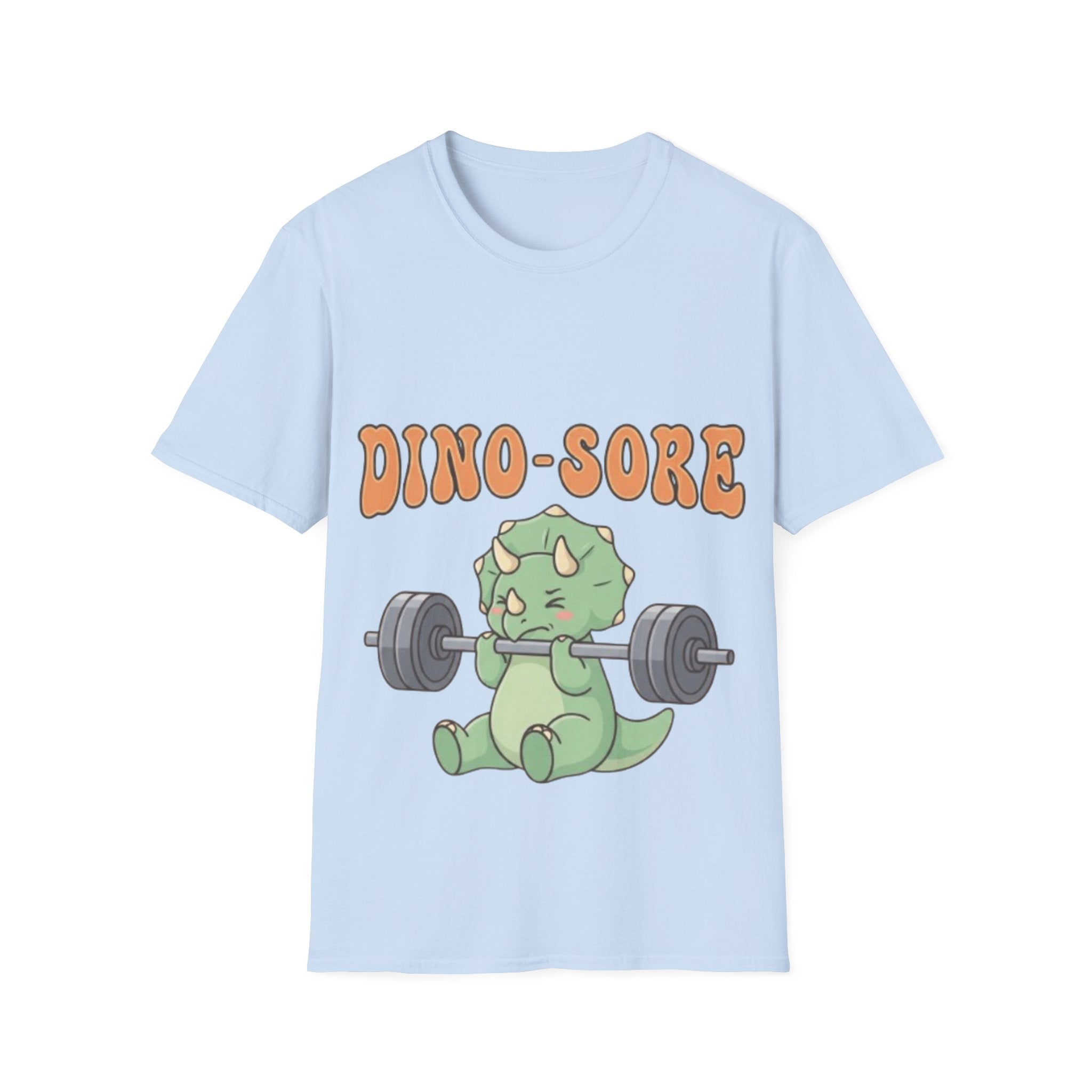 Dino-Sore Adult T-Shirt — Cute Workout Dinosaur Fitness Tee