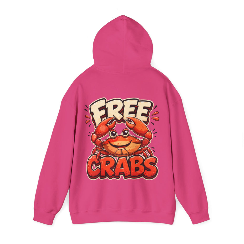 Adult Hoodie — Cute 'Free Crabs' Cartoon Crab Graphic Pullover