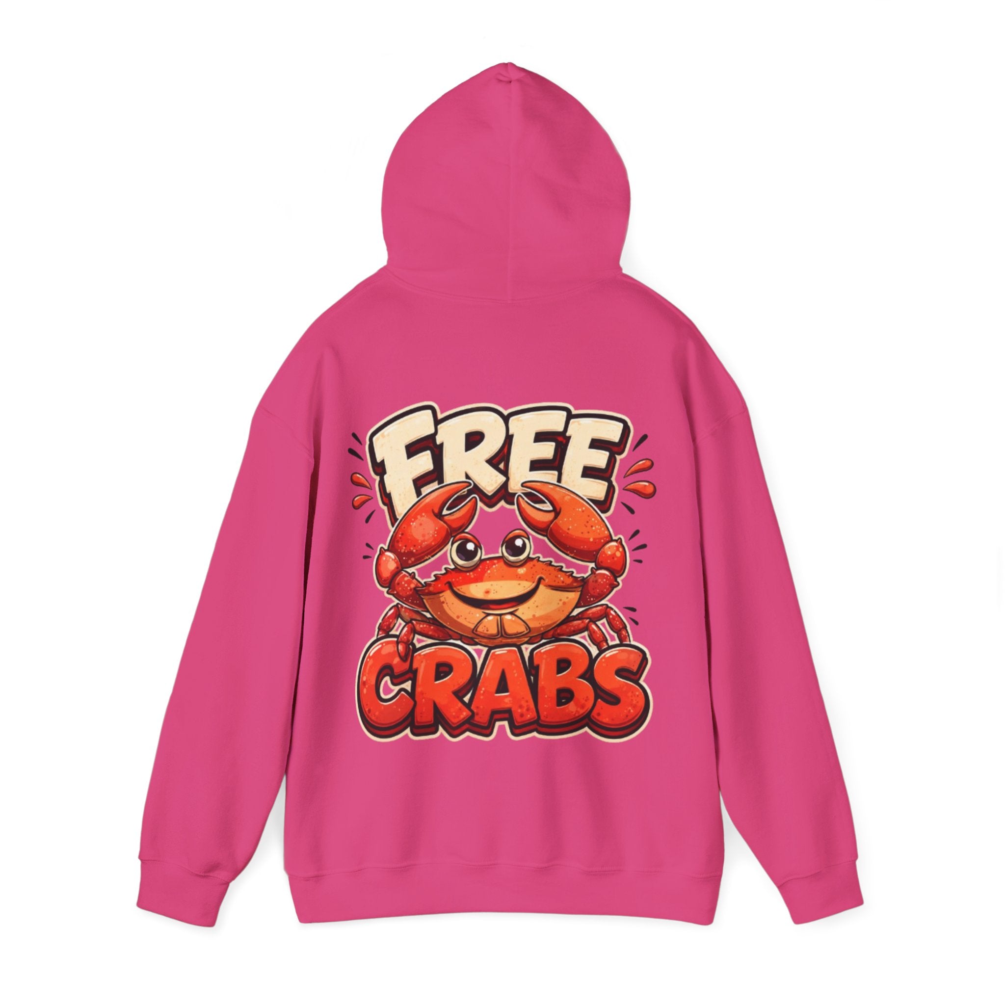 Adult Hoodie — Cute 'Free Crabs' Cartoon Crab Graphic Pullover