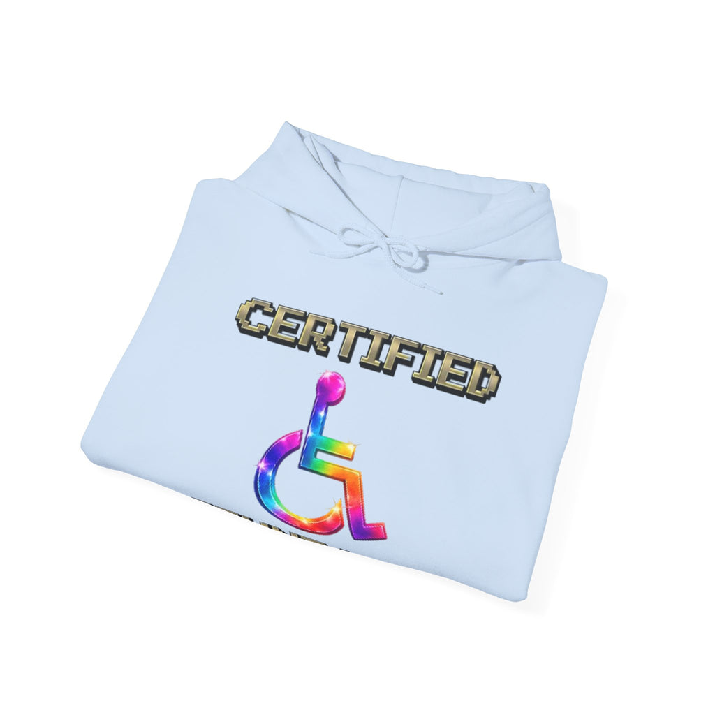Adult Hoodie - "Certified Stunt Man" Rainbow Wheelchair Hoodie