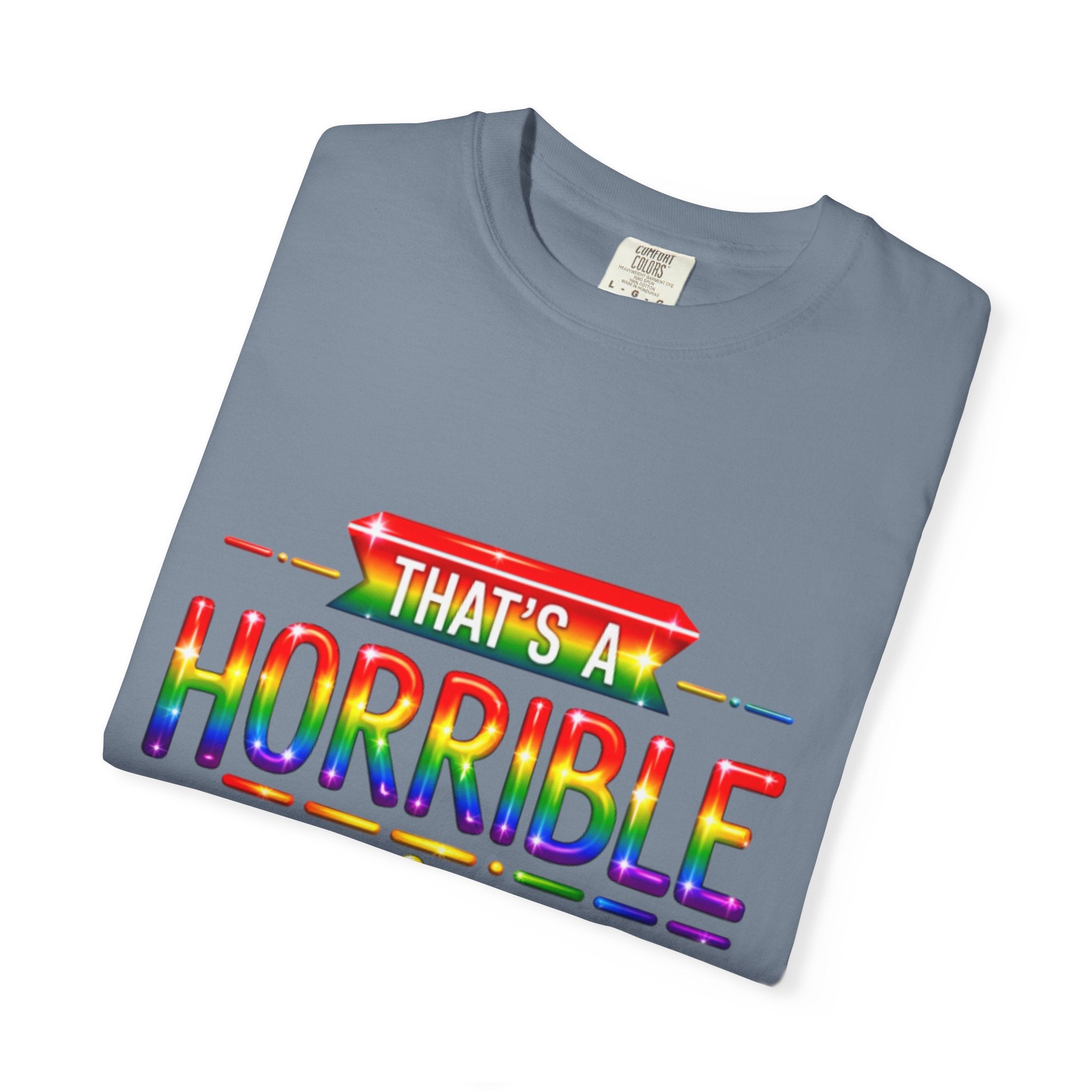 Funny Rainbow “That’s a Horrible Idea — What Time?” Adult T-Shirt