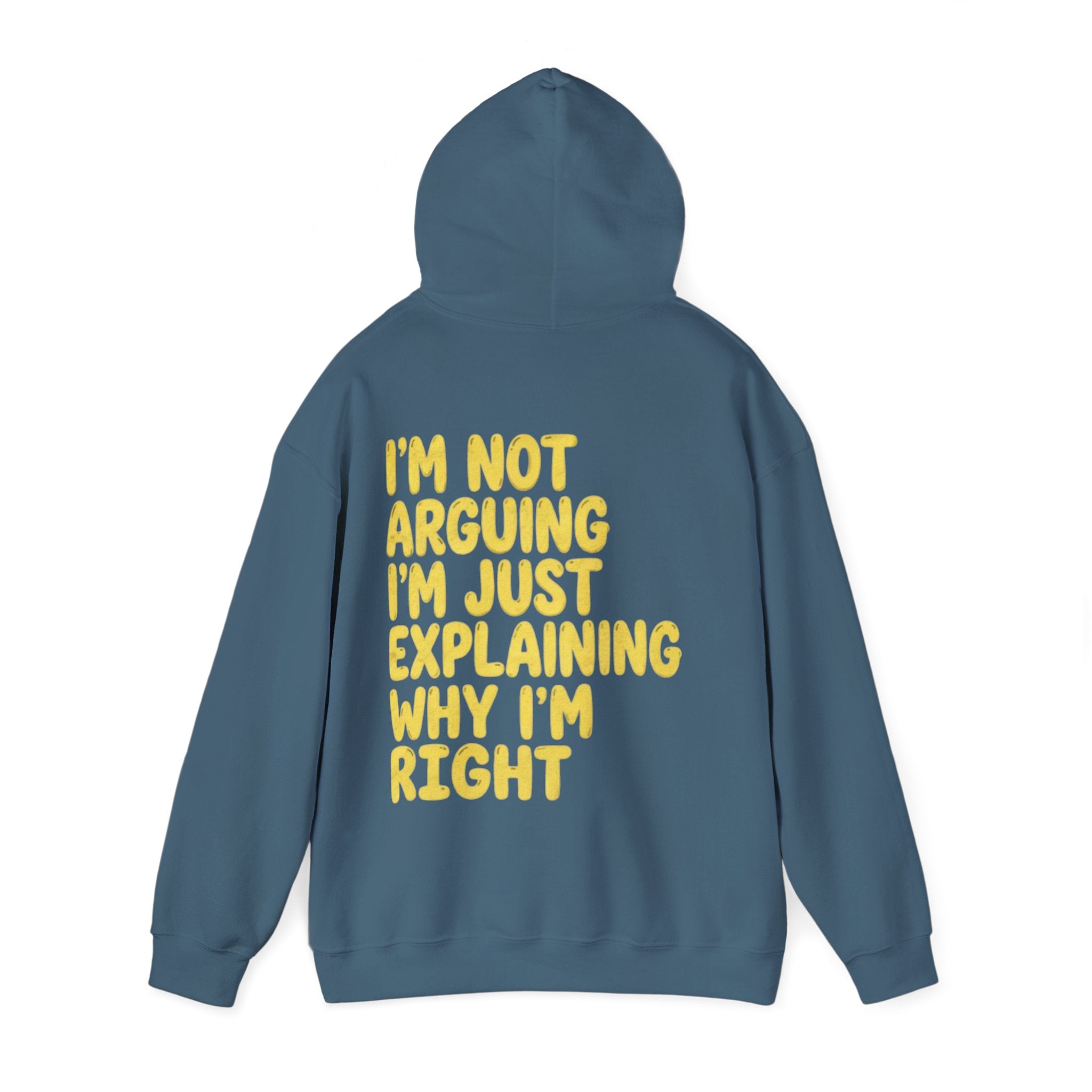 I'm Not Arguing Adult Hoodie — Funny "I'm Just Explaining Why I'm Right" Graphic Hoodie