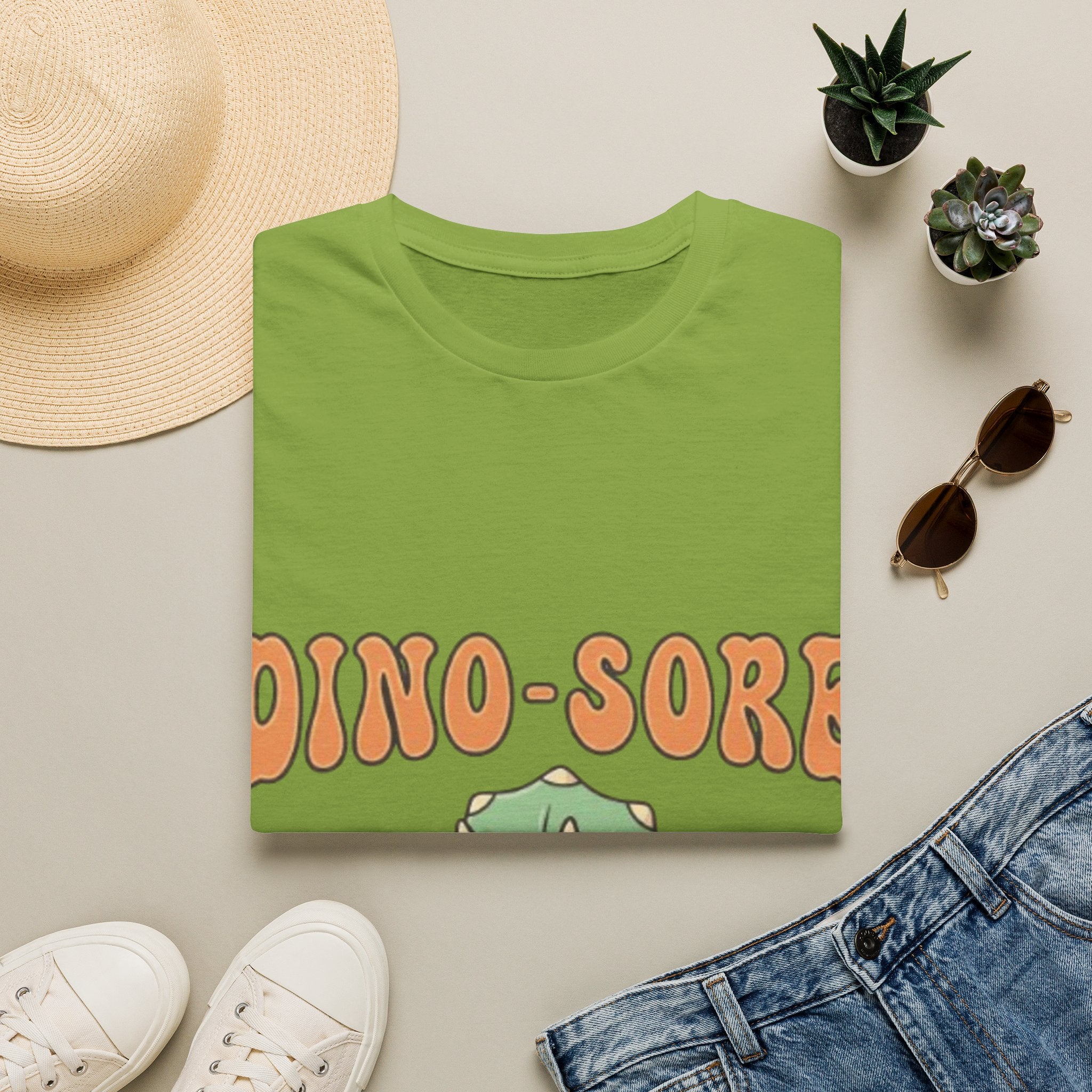 Dino-Sore Adult T-Shirt — Cute Workout Dinosaur Fitness Tee