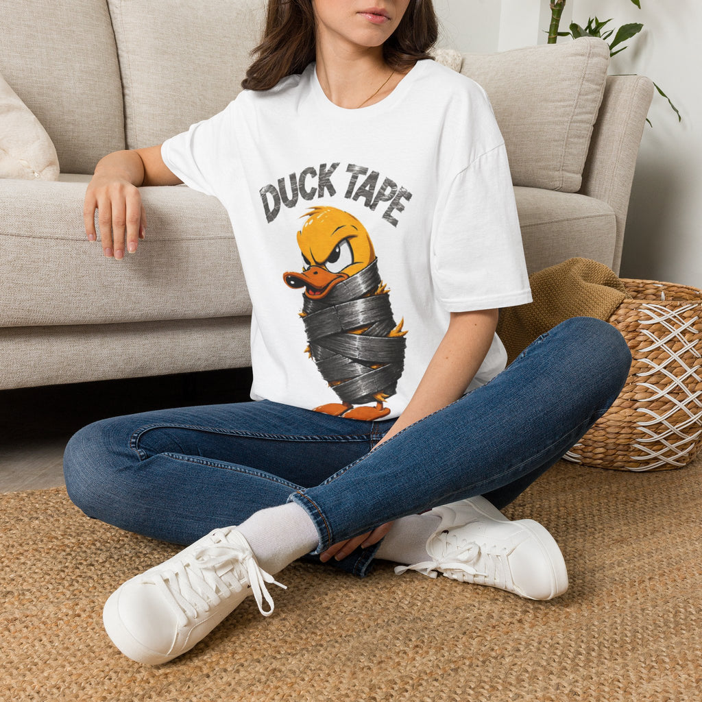 Duck Tape Adult T-Shirt — Funny Angry Duck Wrapped in Duct Tape Graphic Tee