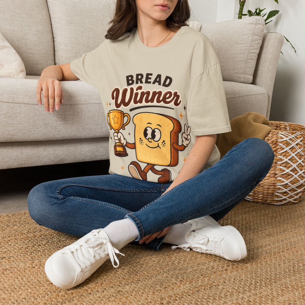 Bread Winner Adult T‑Shirt — Funny Toast Cartoon Tee for Bakers & Breakfast Lovers
