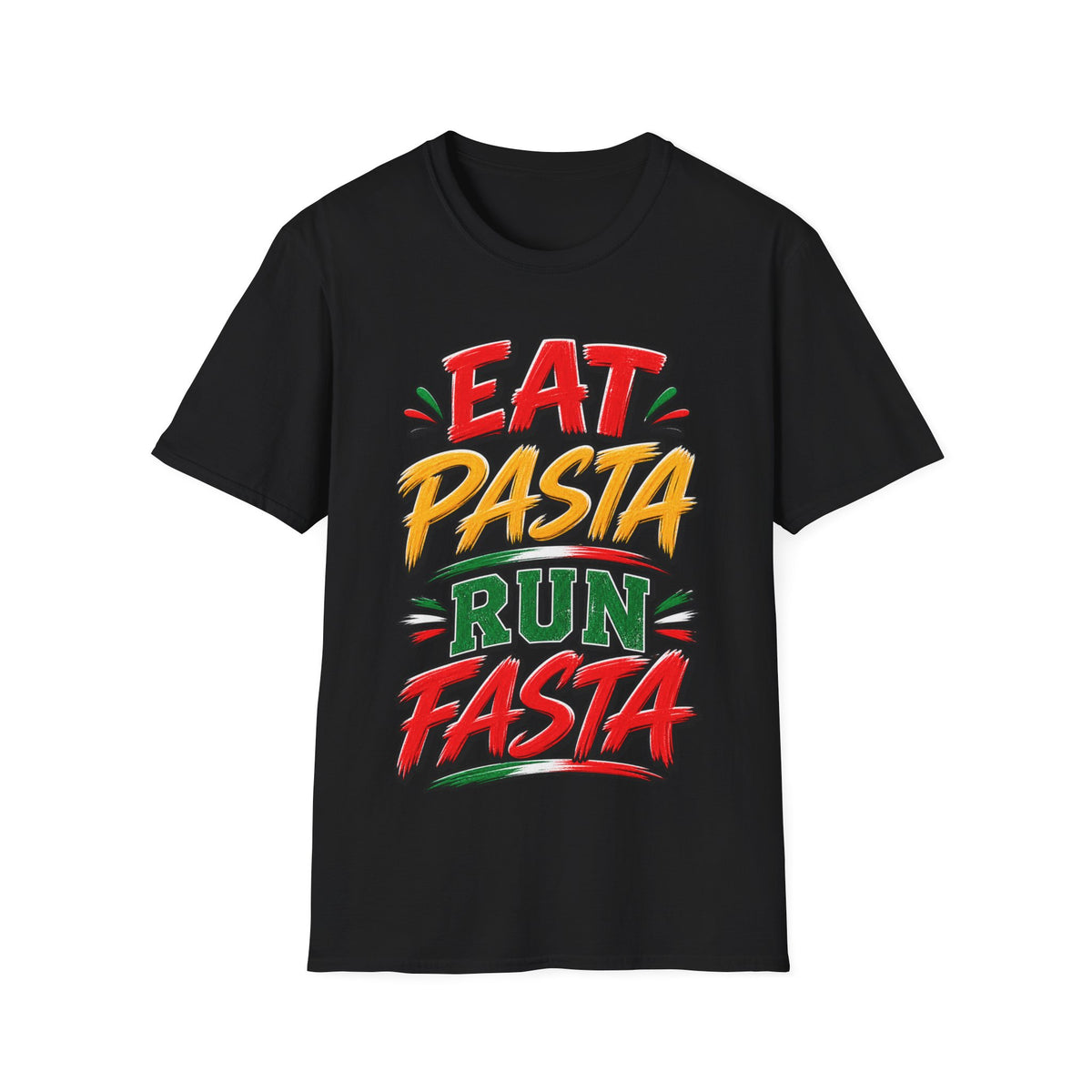 Eat Pasta Run Fasta Adult T-Shirt — Funny Italian Food & Running Graphic Tee