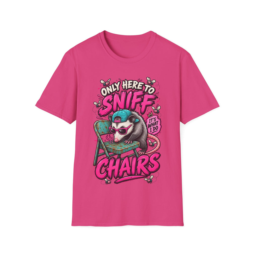 Adult T-Shirt — "Only Here to Sniff Chairs" Cute Ferret Graphic Tee