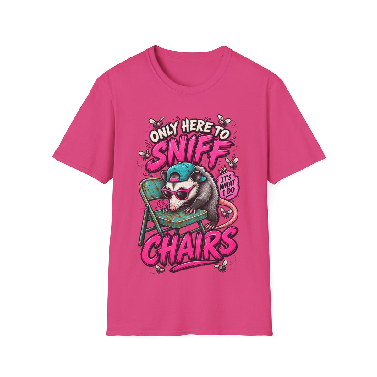 Adult T-Shirt — "Only Here to Sniff Chairs" Cute Ferret Graphic Tee