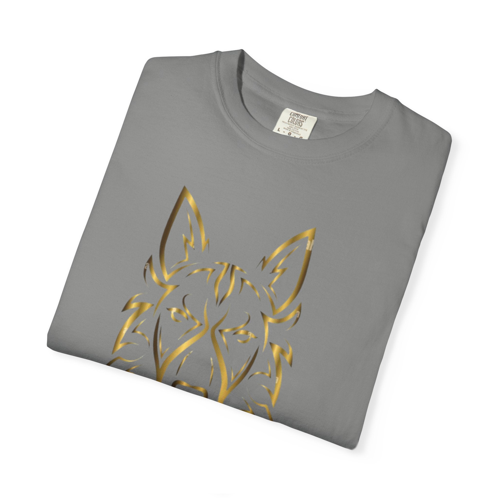 The Angel Wolf Adult T-Shirt — Gold Line Art Graphic Tee
