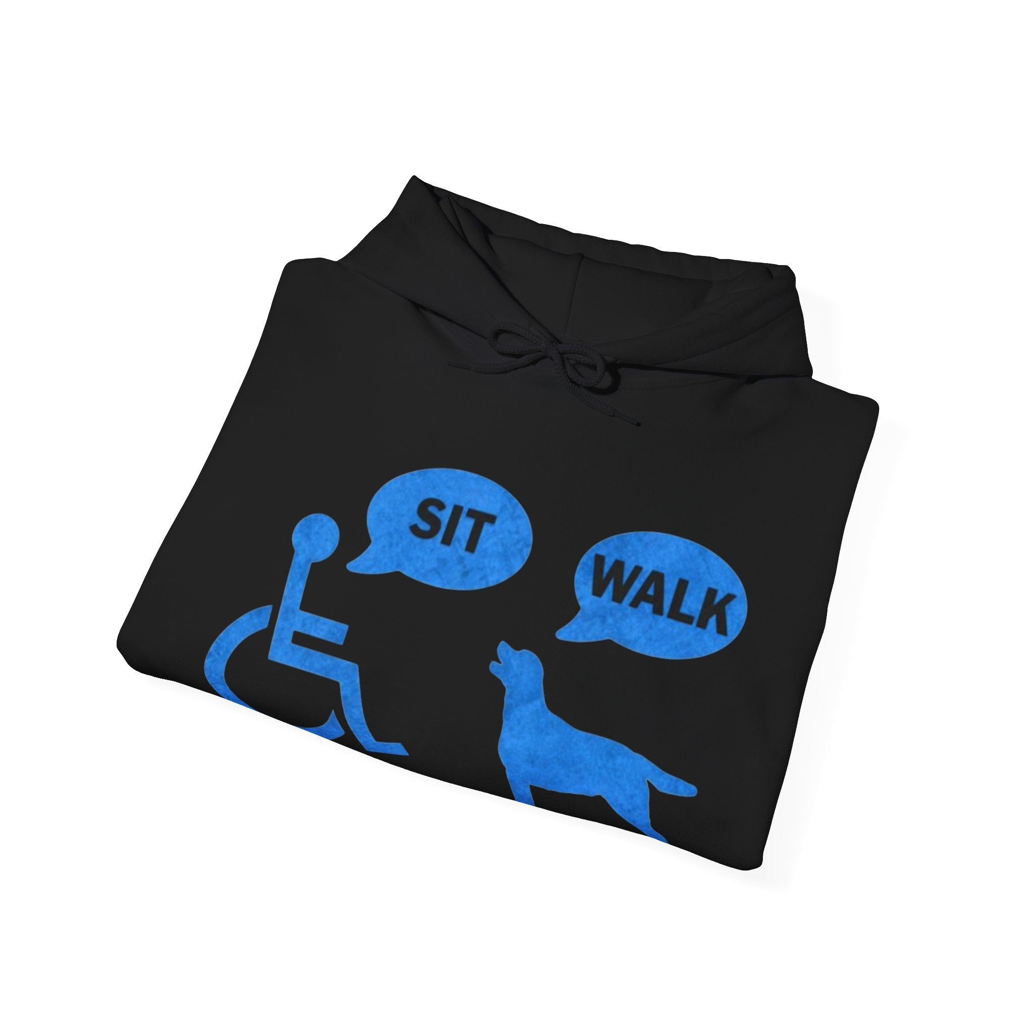 Hoodie - Wheelchair & Dog Speech Bubbles “SIT / WALK” Rescue Pet Support Sweatshirt