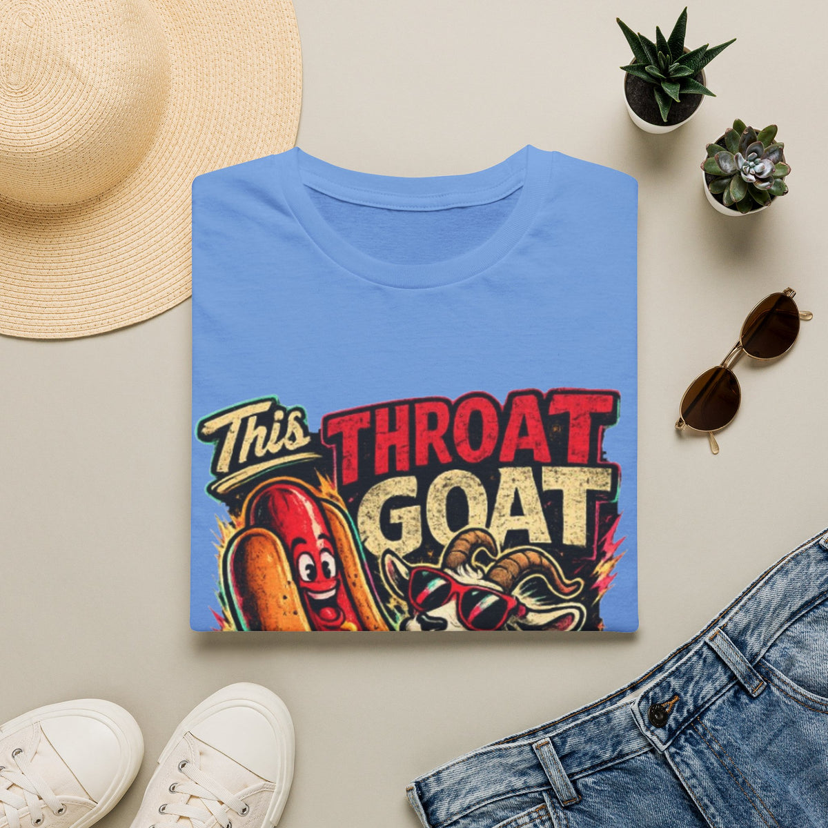 This Throat Goat Adult T-Shirt — Retro Hot Dog Graphic Tee