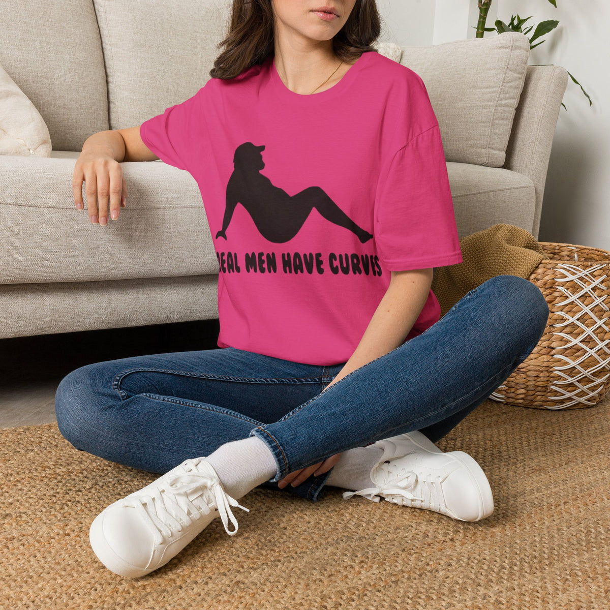 Curvy Silhouette Adult T-Shirt — "Real Men Have Curves" Graphic Tee