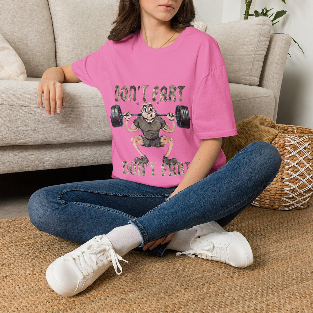 Don't Fart Weightlifting  Adult T‑Shirt — Funny Gym Workout Tee
