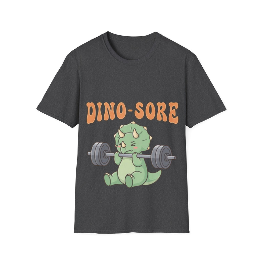 Dino-Sore Adult T-Shirt — Cute Workout Dinosaur Fitness Tee
