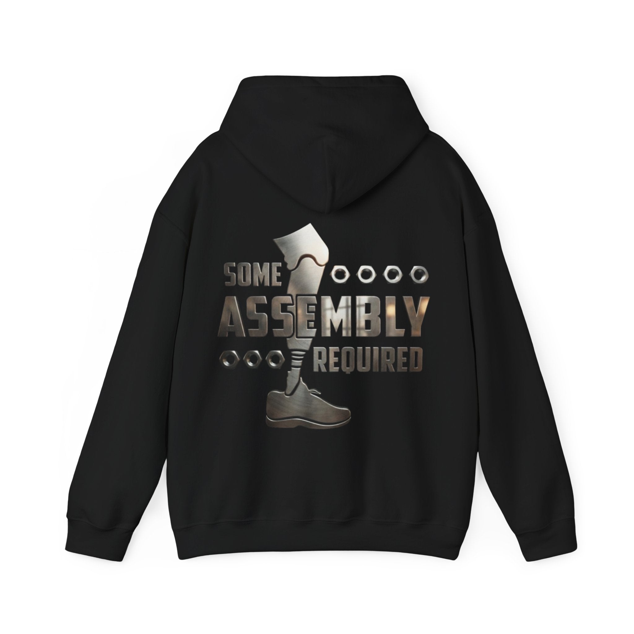 Adult Hoodie — "Some Assembly Required" Robot Leg Graphic Pullover