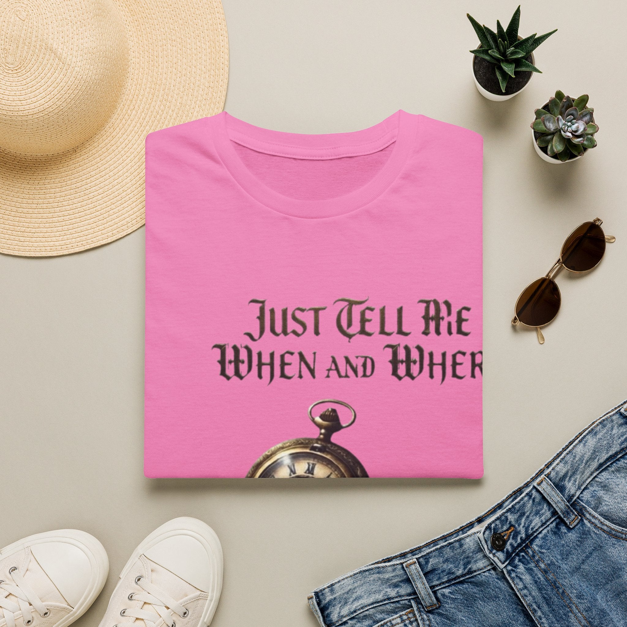 Pocket Watch Adult T-Shirt — "Just Tell Me When and Where" Vintage Timepiece Tee