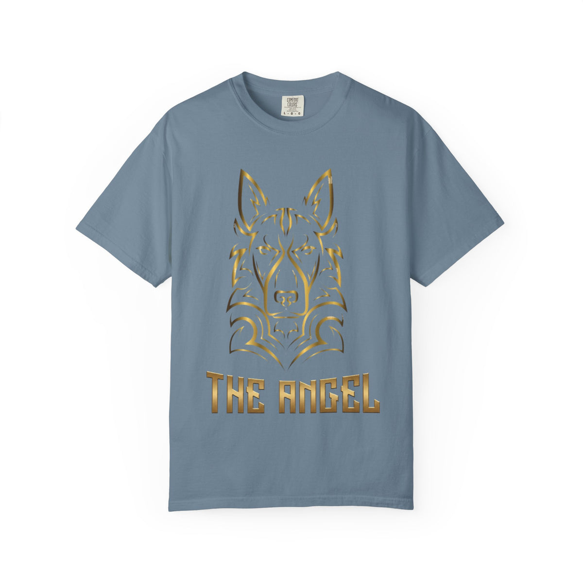 The Angel Wolf Adult T-Shirt — Gold Line Art Graphic Tee
