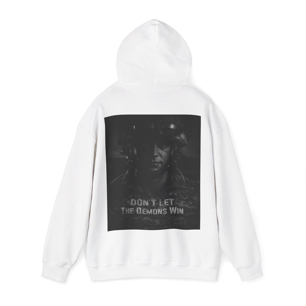 Adult Hoodie — 'Don't Let The Demons Win' Military Soldier Graphic Hoodie