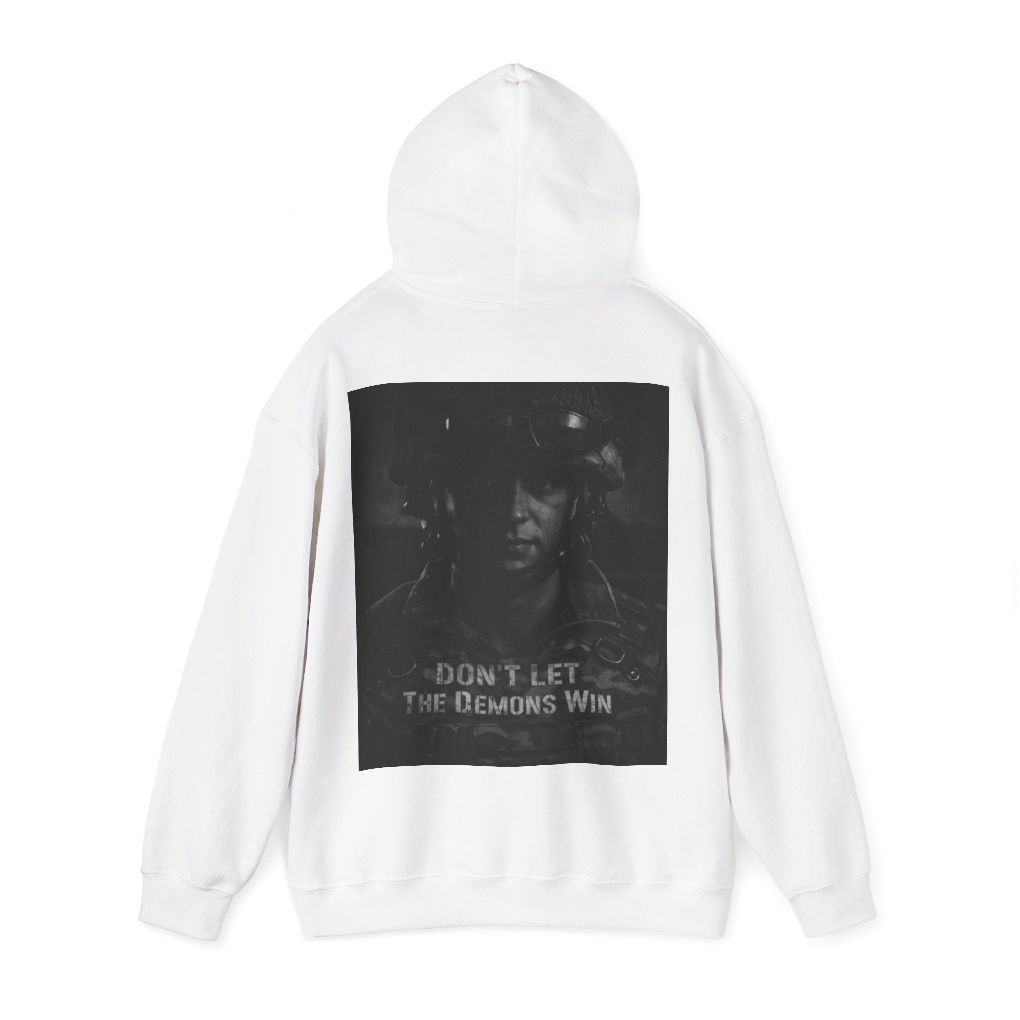 Adult Hoodie — 'Don't Let The Demons Win' Military Soldier Graphic Hoodie