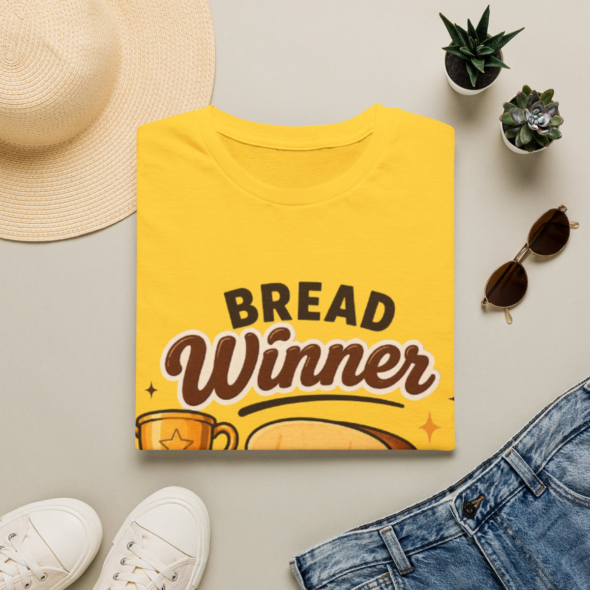 Bread Winner Adult T‑Shirt — Funny Toast Cartoon Tee for Bakers & Breakfast Lovers